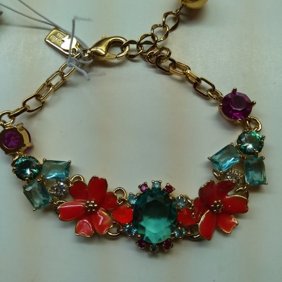 Kate Spade New Orange Flowers & Aqua Stone Bracele - Picture 3 of 4